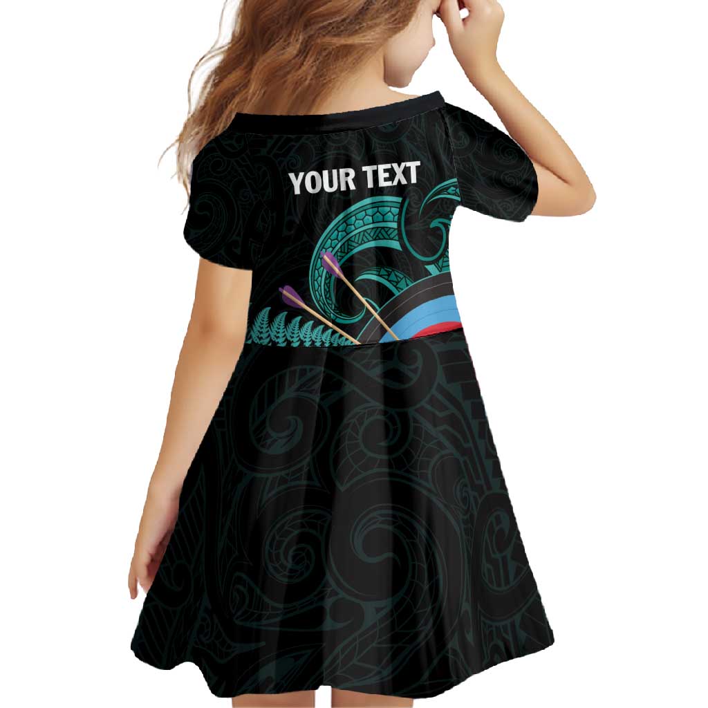 Personalised New Zealand Archery Family Matching Summer Maxi Dress and Hawaiian Shirt Turquoise Maori Silver Fern LT01 - Polynesian Pride