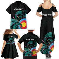 Personalised New Zealand Archery Family Matching Summer Maxi Dress and Hawaiian Shirt Turquoise Maori Silver Fern LT01 - Polynesian Pride