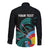 Personalised New Zealand Archery Long Sleeve Button Shirt Turquoise Maori Silver Fern