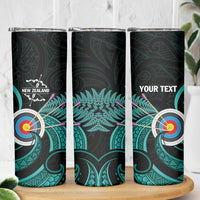 Personalised New Zealand Archery Skinny Tumbler Turquoise Maori Silver Fern