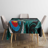 New Zealand Archery Tablecloth Turquoise Maori Silver Fern