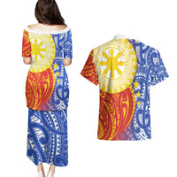 Philippines Couples Matching Puletasi and Hawaiian Shirt Pilipinas Polynesian Pattern
