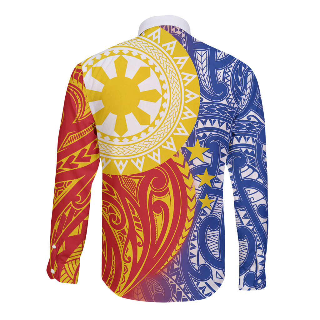 Philippines Long Sleeve Button Shirt Pilipinas Polynesian Pattern