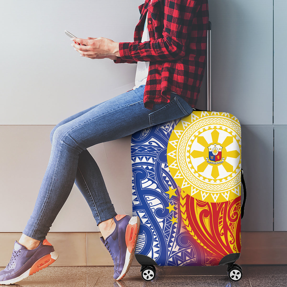 Philippines Luggage Cover Pilipinas Polynesian Pattern