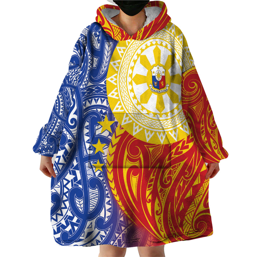 Philippines Wearable Blanket Hoodie Pilipinas Polynesian Pattern
