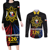 Personalized Philippines Independence Day Couples Matching Long Sleeve Bodycon Dress and Long Sleeve Button Shirt Filipino 126th Anniversary Sun Tattoo