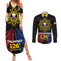 Personalized Philippines Independence Day Couples Matching Summer Maxi Dress and Long Sleeve Button Shirt Filipino 126th Anniversary Sun Tattoo