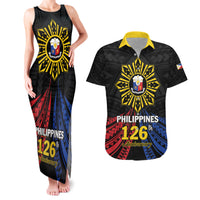 Personalized Philippines Independence Day Couples Matching Tank Maxi Dress and Hawaiian Shirt Filipino 126th Anniversary Sun Tattoo