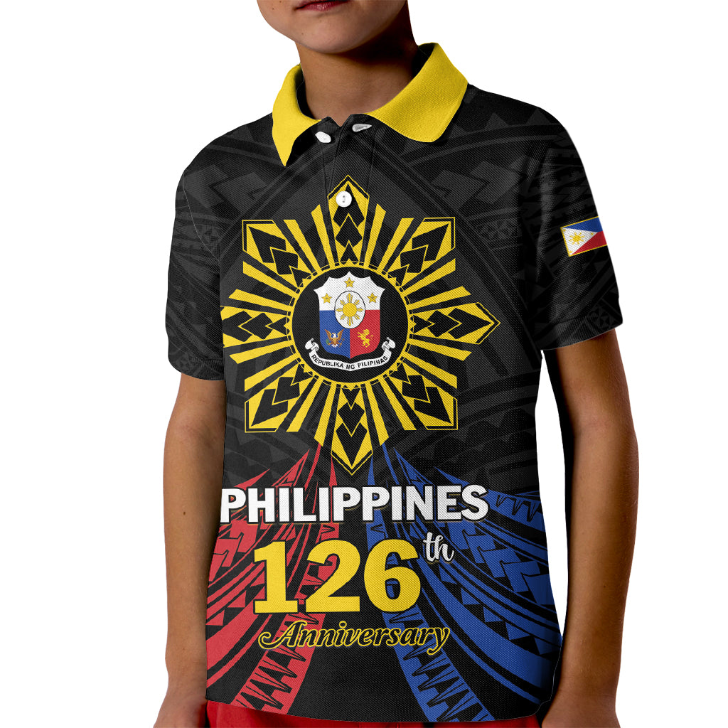 Personalized Philippines Independence Day Kid Polo Shirt Filipino 126th Anniversary Sun Tattoo