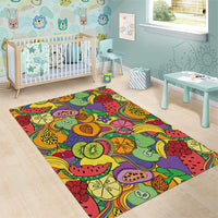 Hawaii Fruits Hippie Style Area Rug Vibrant Colorful
