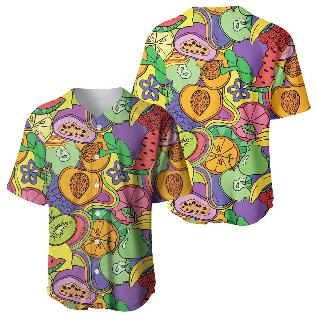 Hawaii Fruits Hippie Style Baseball Jersey Vibrant Colorful