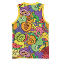 Hawaii Fruits Hippie Style Basketball Jersey Vibrant Colorful