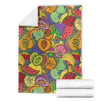 Hawaii Fruits Hippie Style Blanket Vibrant Colorful