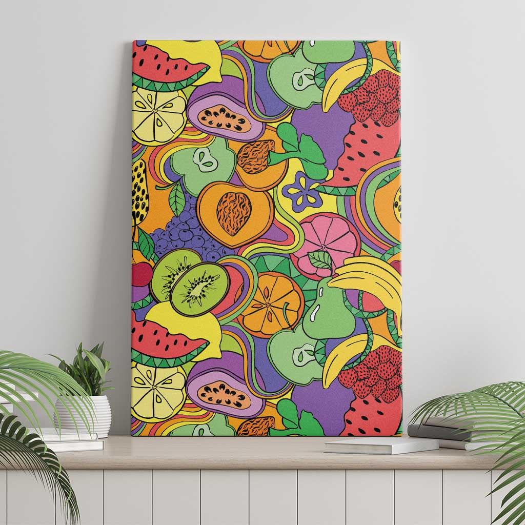 Hawaii Fruits Hippie Style Canvas Wall Art Vibrant Colorful