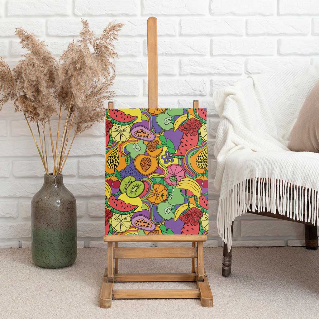 Hawaii Fruits Hippie Style Canvas Wall Art Vibrant Colorful