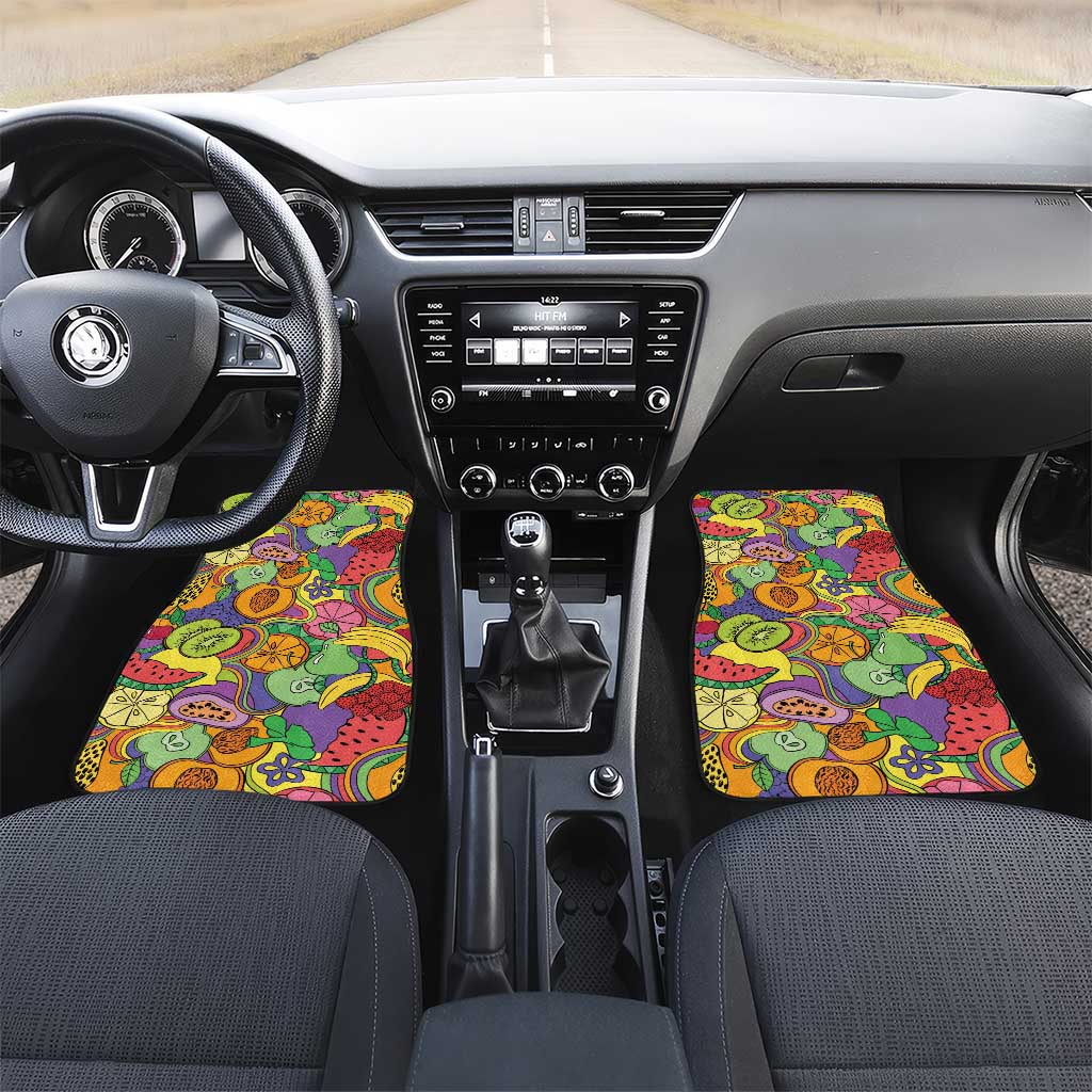 Hawaii Fruits Hippie Style Car Mats Vibrant Colorful