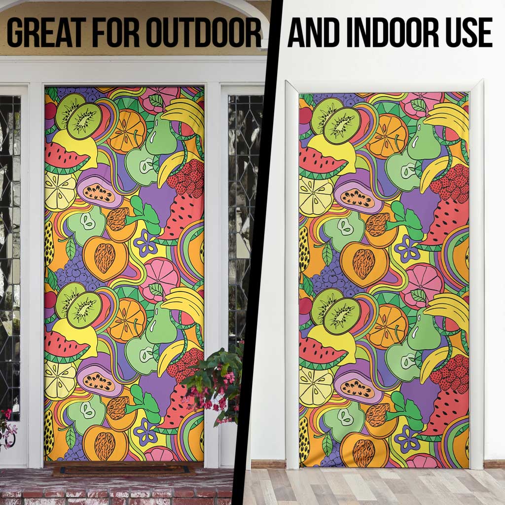 Hawaii Fruits Hippie Style Door Cover Vibrant Colorful