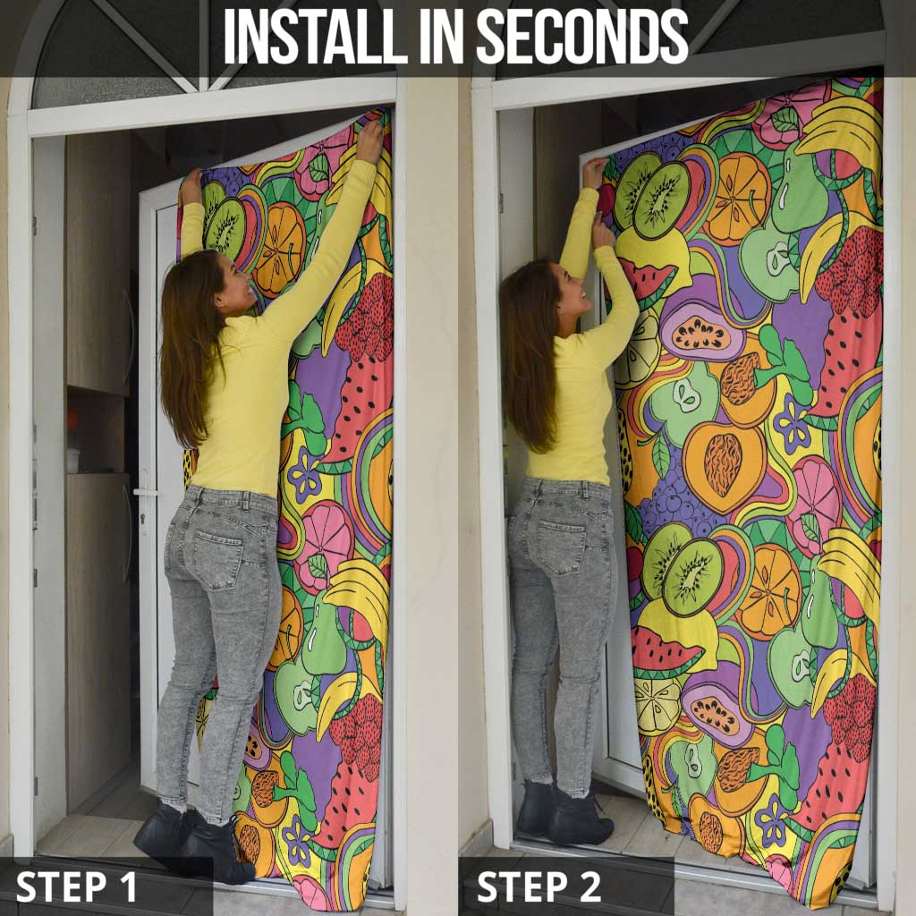 Hawaii Fruits Hippie Style Door Cover Vibrant Colorful