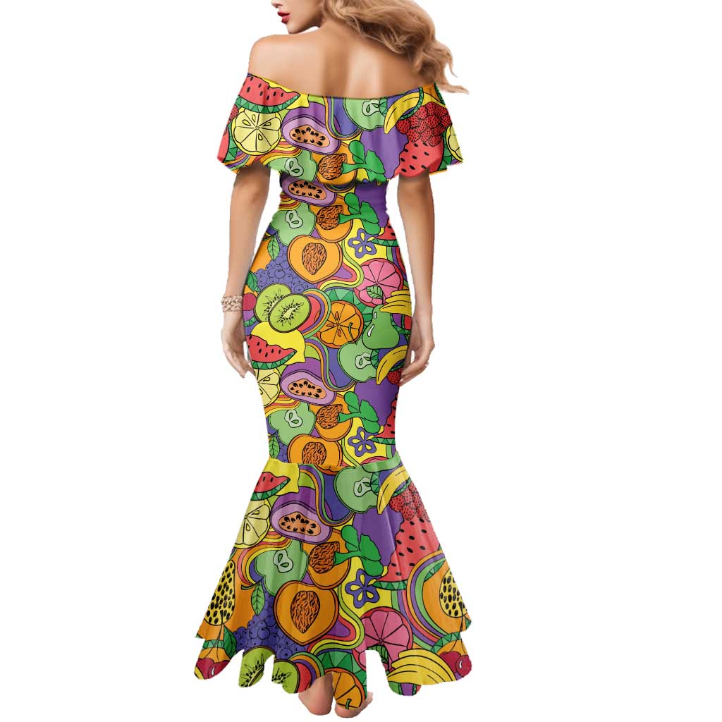 Hawaii Fruits Hippie Style Family Matching Mermaid Dress and Hawaiian Shirt Vibrant Colorful LT01 - Polynesian Pride