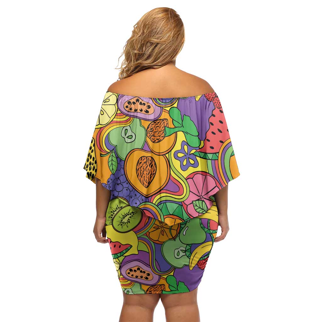Hawaii Fruits Hippie Style Family Matching Off Shoulder Short Dress and Hawaiian Shirt Vibrant Colorful LT01 - Polynesian Pride