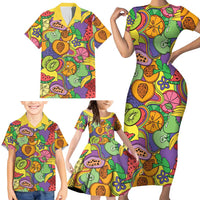 Hawaii Fruits Hippie Style Family Matching Short Sleeve Bodycon Dress and Hawaiian Shirt Vibrant Colorful LT01 - Polynesian Pride