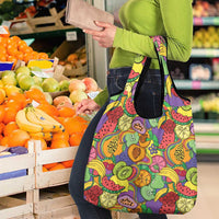 Hawaii Fruits Hippie Style Grocery Bag Vibrant Colorful