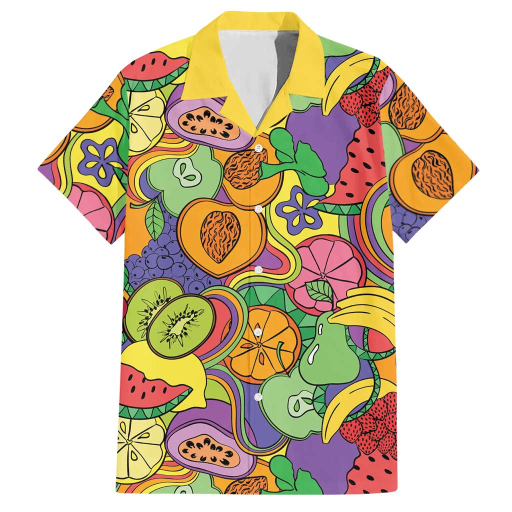 Hawaii Fruits Hippie Style Hawaiian Shirt Vibrant Colorful