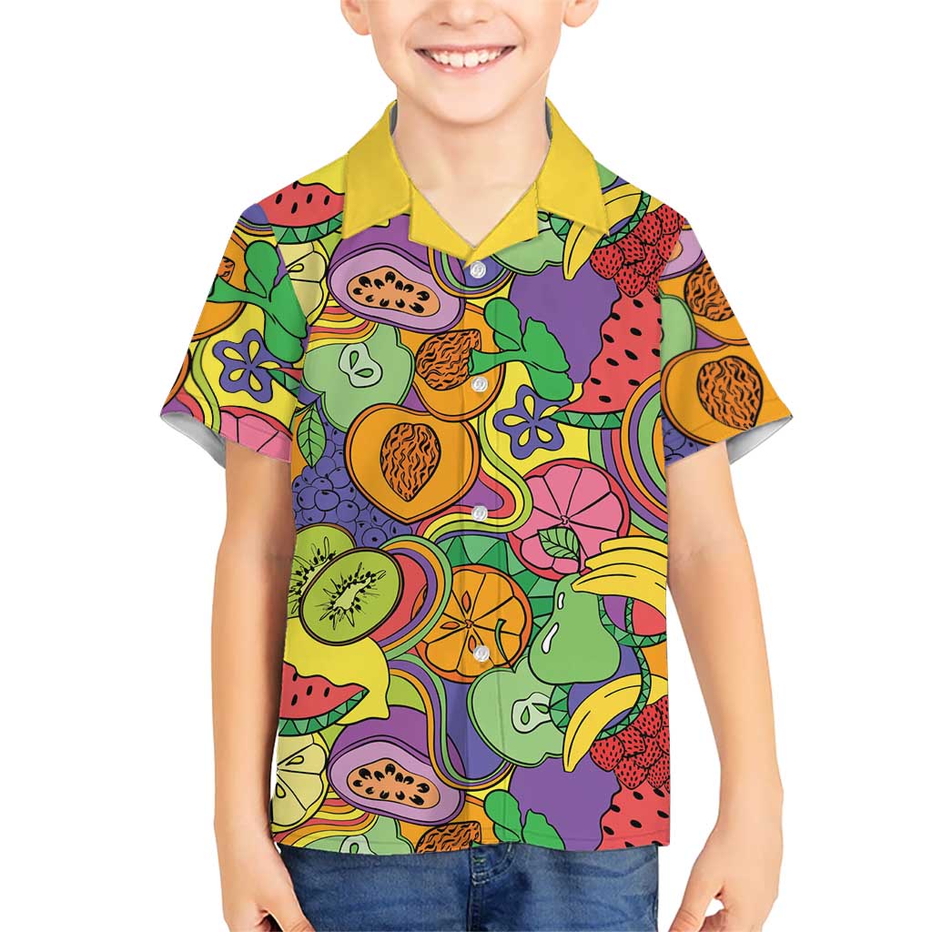 Hawaii Fruits Hippie Style Hawaiian Shirt Vibrant Colorful