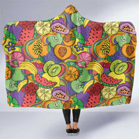 Hawaii Fruits Hippie Style Hooded Blanket Vibrant Colorful