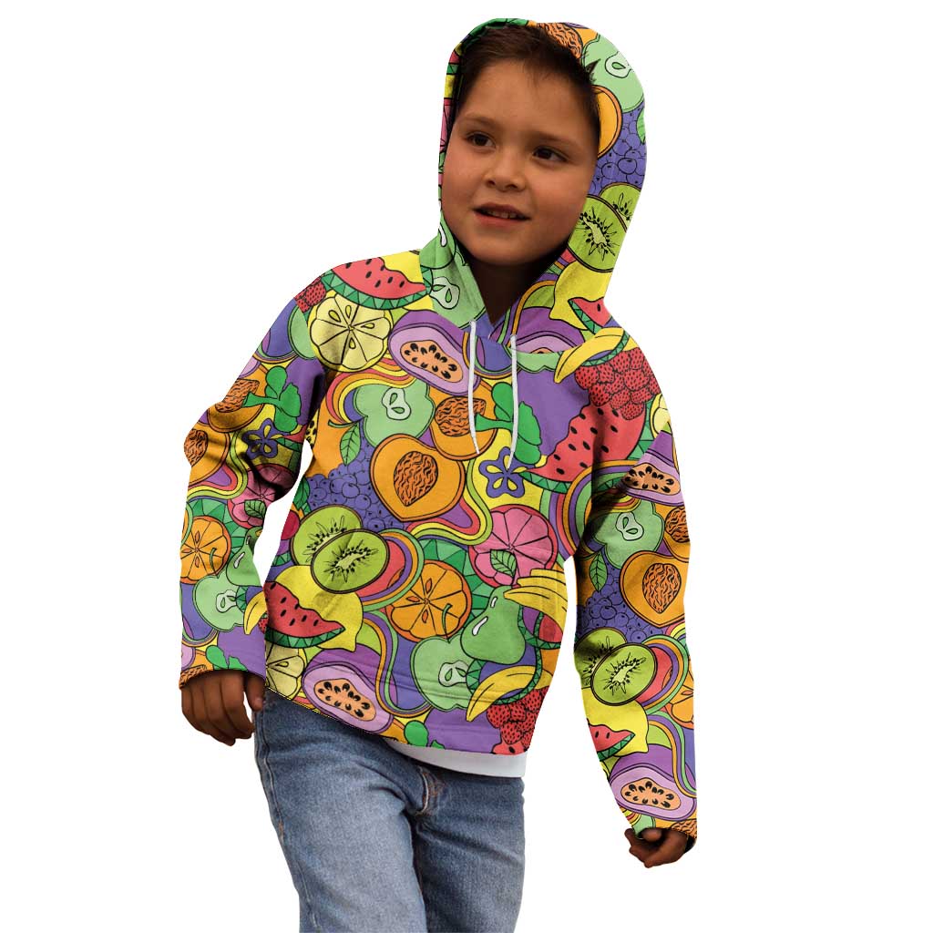 Hawaii Fruits Hippie Style Kid Hoodie Vibrant Colorful