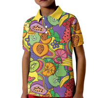 Hawaii Fruits Hippie Style Kid Polo Shirt Vibrant Colorful