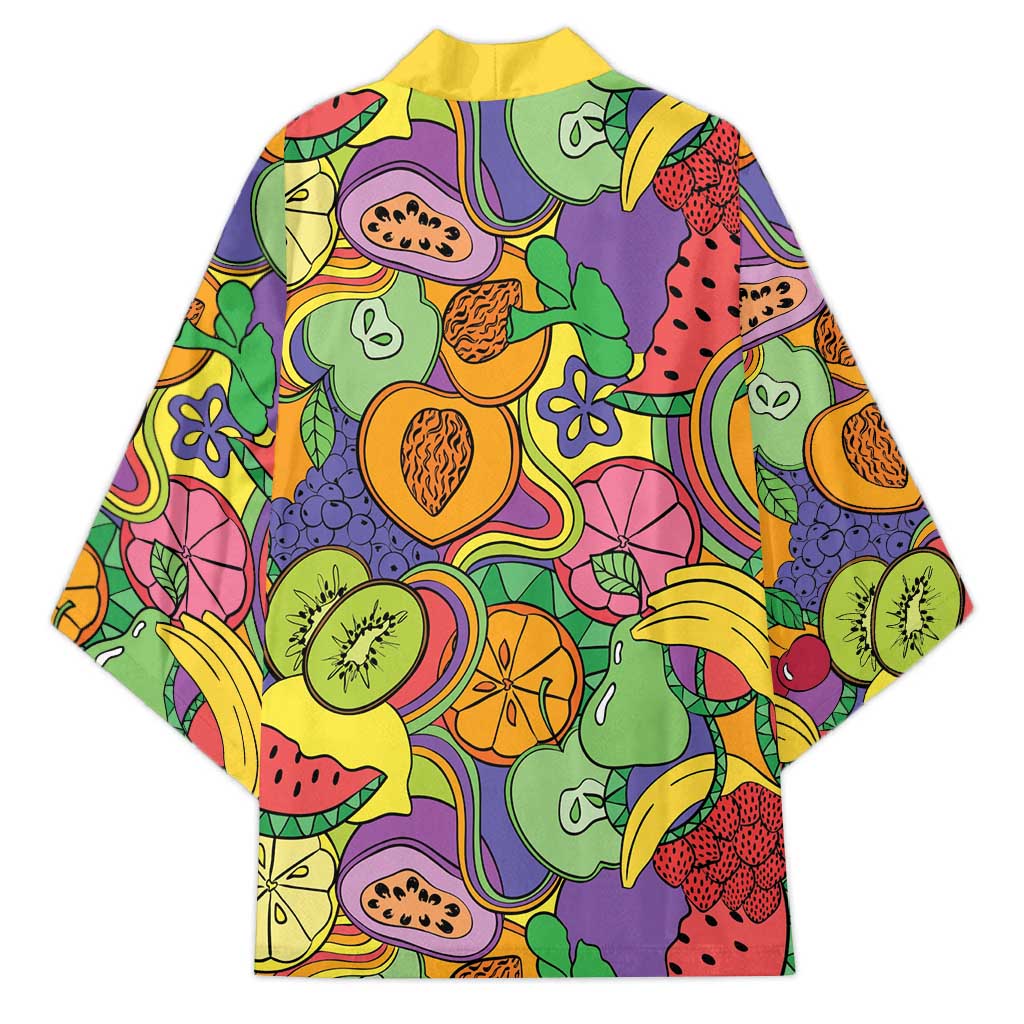 Hawaii Fruits Hippie Style Kimono Vibrant Colorful