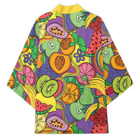 Hawaii Fruits Hippie Style Kimono Vibrant Colorful