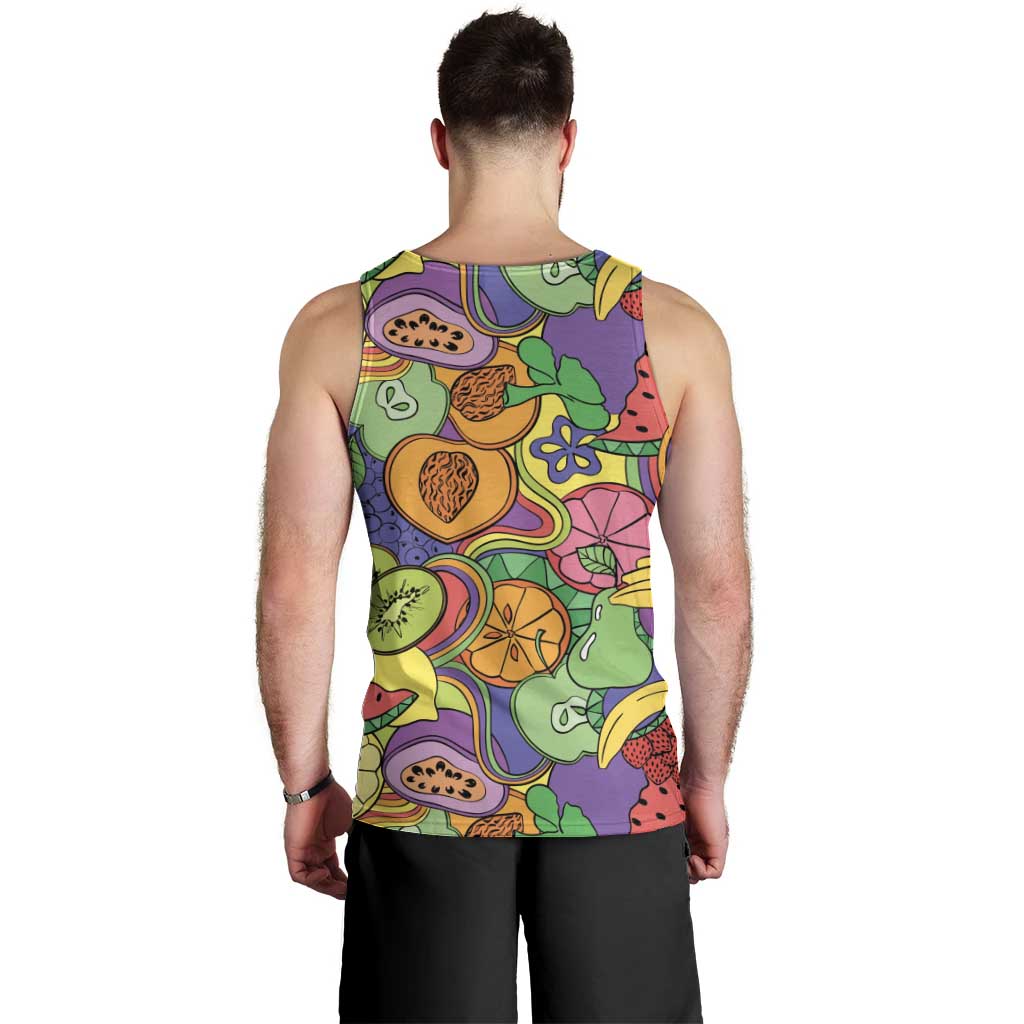 Hawaii Fruits Hippie Style Men Tank Top Vibrant Colorful