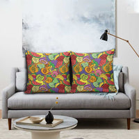 Hawaii Fruits Hippie Style Pillow Cover Vibrant Colorful