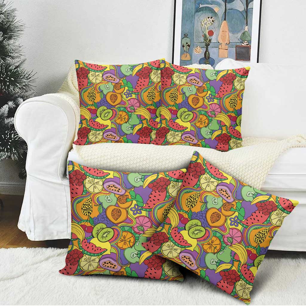 Hawaii Fruits Hippie Style Pillow Cover Vibrant Colorful