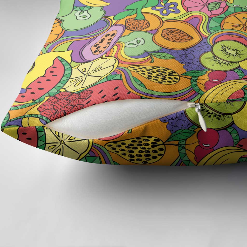 Hawaii Fruits Hippie Style Pillow Cover Vibrant Colorful
