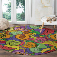 Hawaii Fruits Hippie Style Round Carpet Vibrant Colorful