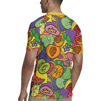 Hawaii Fruits Hippie Style Rugby Jersey Vibrant Colorful