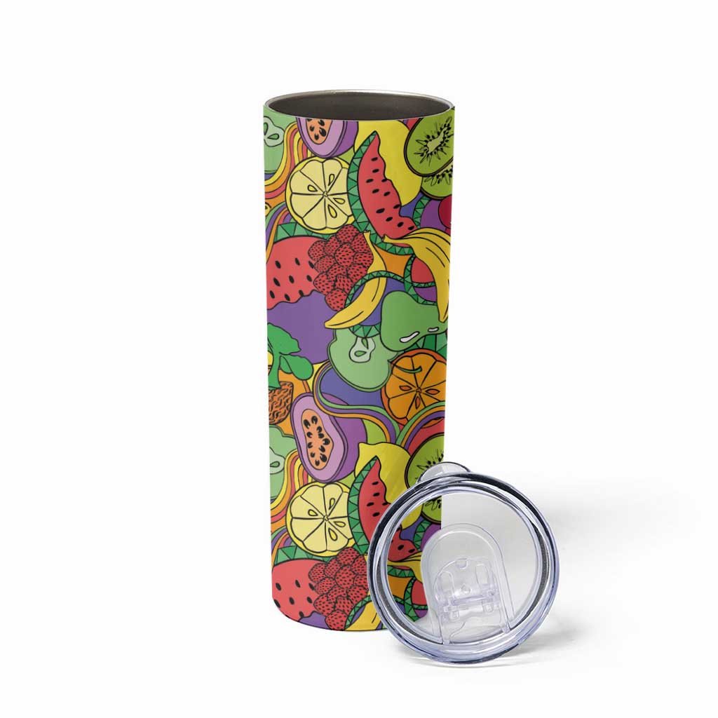 Hawaii Fruits Hippie Style Skinny Tumbler Vibrant Colorful