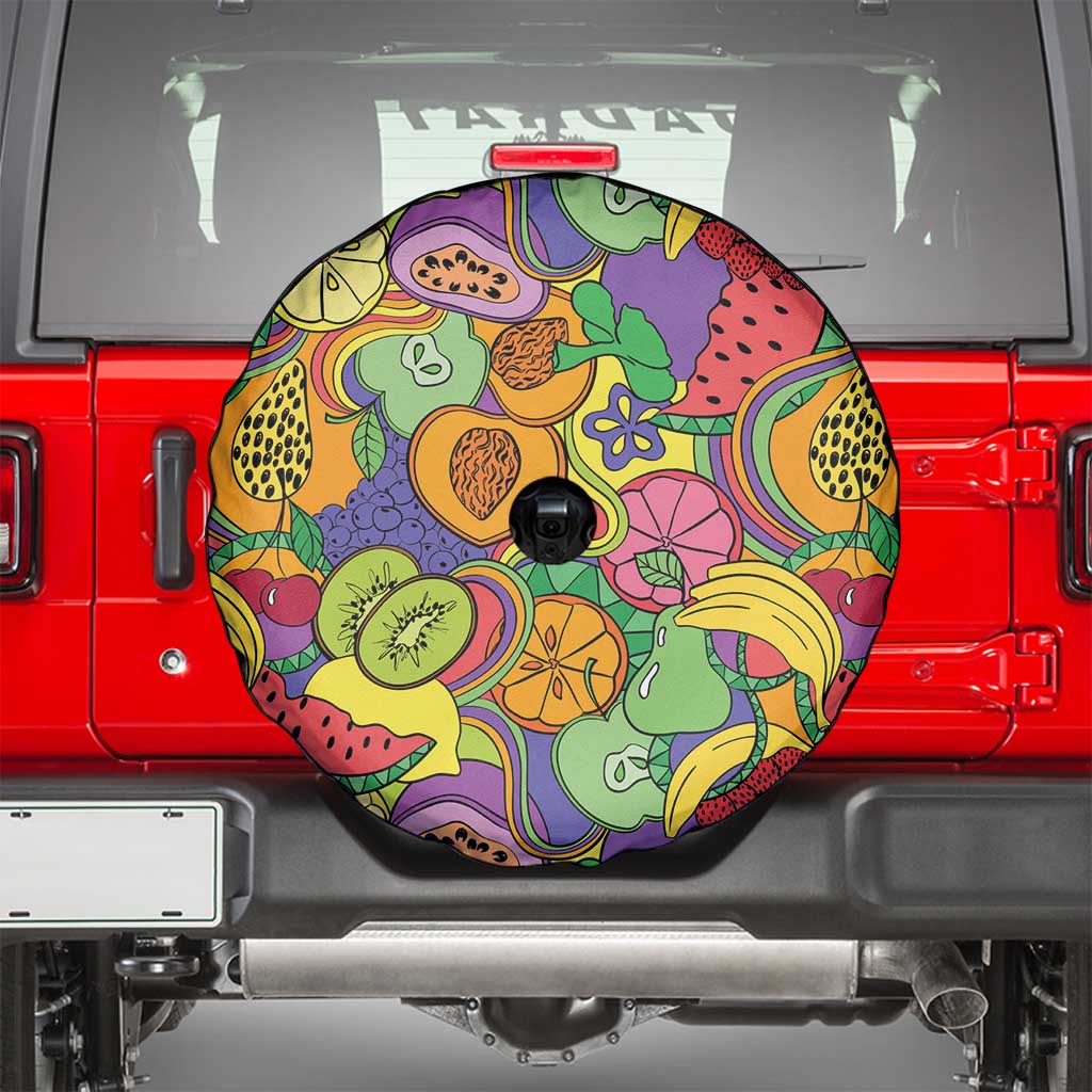 Hawaii Fruits Hippie Style Spare Tire Cover Vibrant Colorful