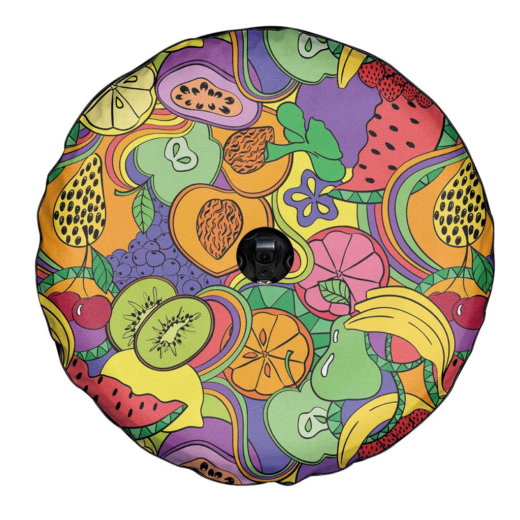 Hawaii Fruits Hippie Style Spare Tire Cover Vibrant Colorful