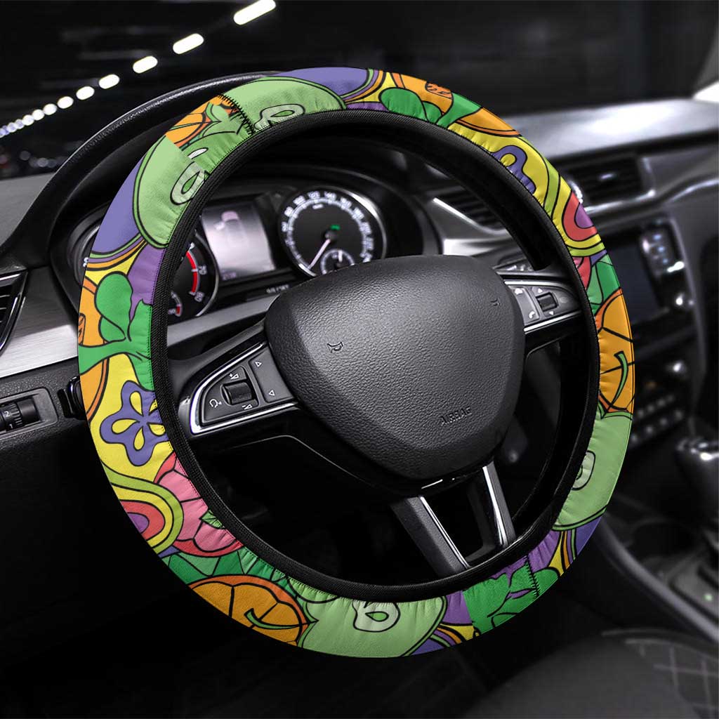 Hawaii Fruits Hippie Style Steering Wheel Cover Vibrant Colorful