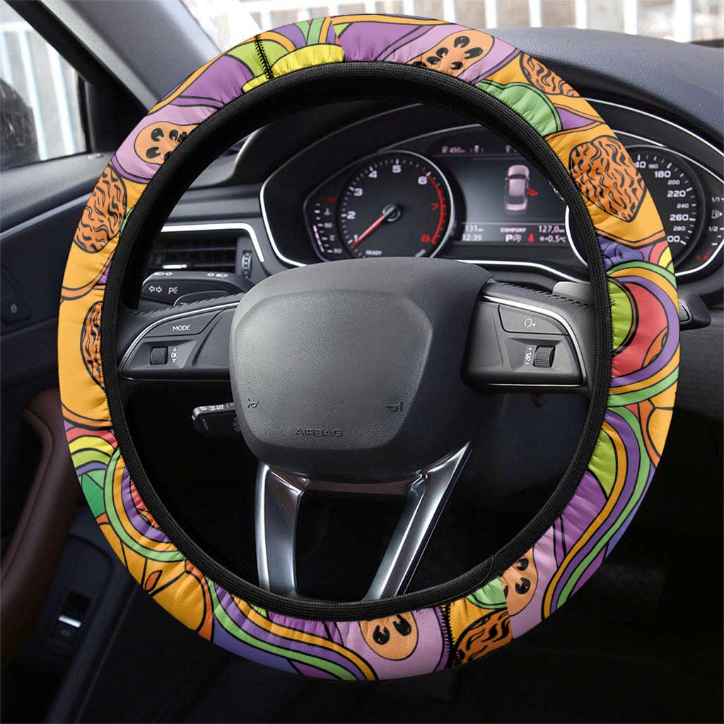 Hawaii Fruits Hippie Style Steering Wheel Cover Vibrant Colorful