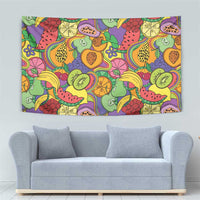 Hawaii Fruits Hippie Style Tapestry Vibrant Colorful