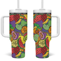 Hawaii Fruits Hippie Style Tumbler With Handle Vibrant Colorful