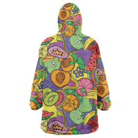 Hawaii Fruits Hippie Style Wearable Blanket Hoodie Vibrant Colorful
