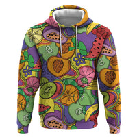 Hawaii Fruits Hippie Style Zip Hoodie Vibrant Colorful