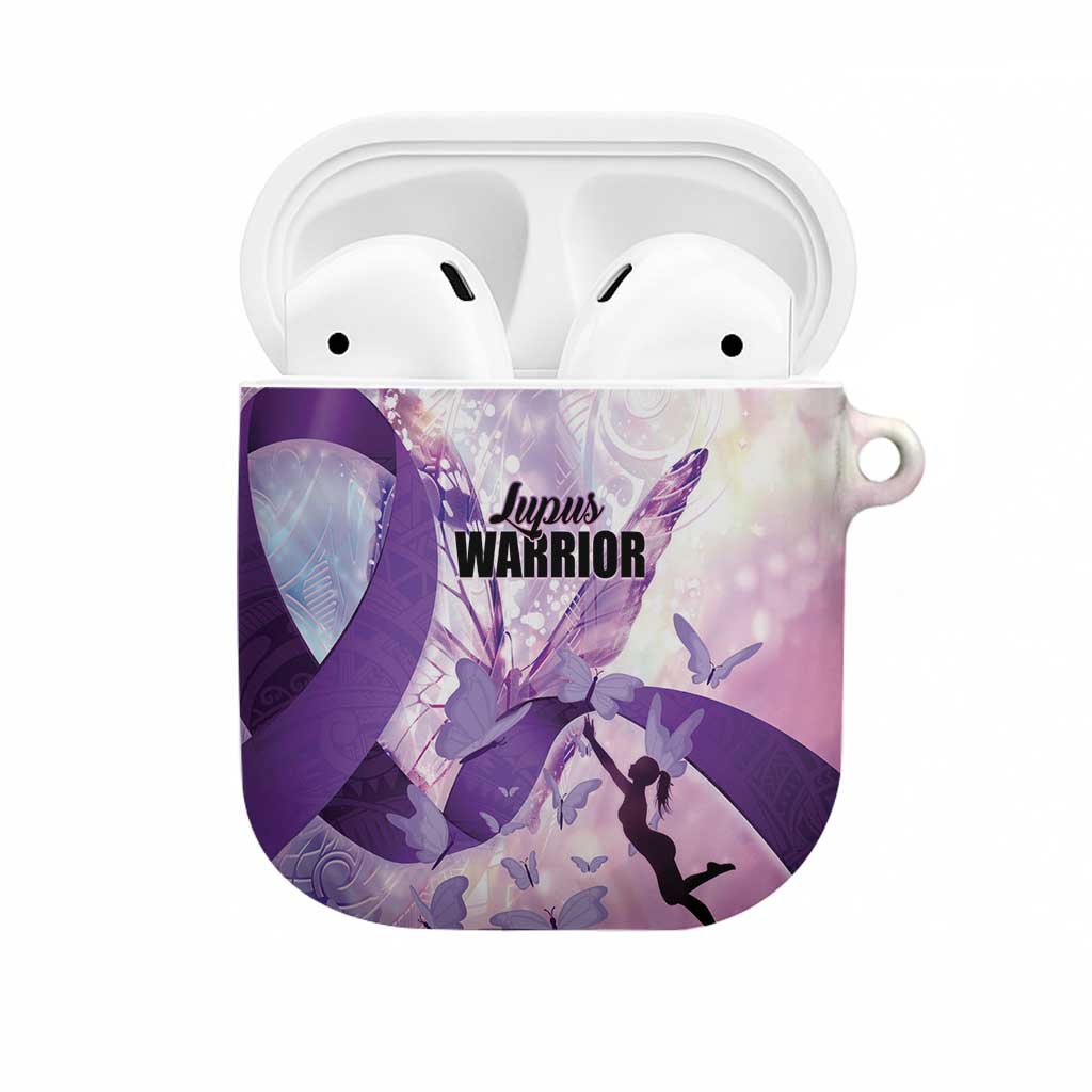 Polynesian Lupus Awareness AirPods Case Butterfly Hologram Lupus Warrior