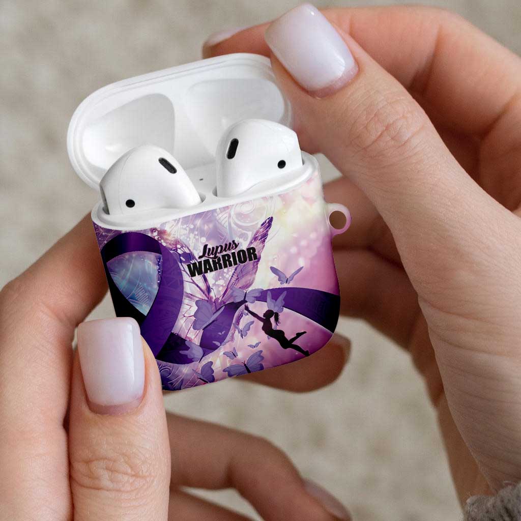 Polynesian Lupus Awareness AirPods Case Butterfly Hologram Lupus Warrior